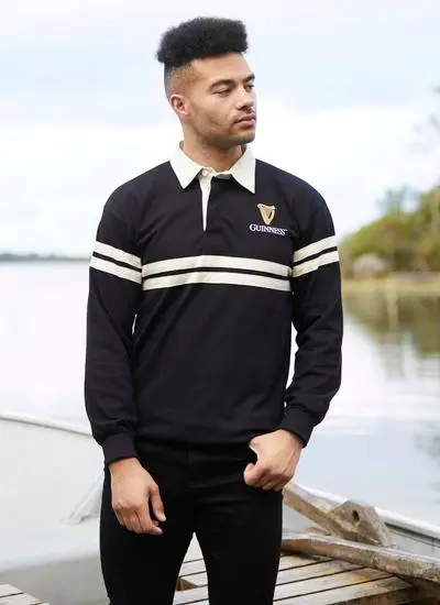Guinness Double Stripe Long Sleeve Rugby Shirt
